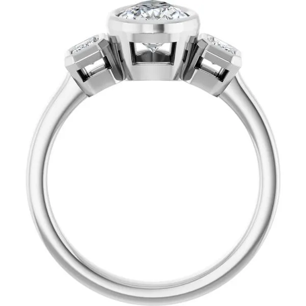 Bezel-Set Three-Stone Engagement Ring Image 2 Don's Jewelry & Design Washington, IA