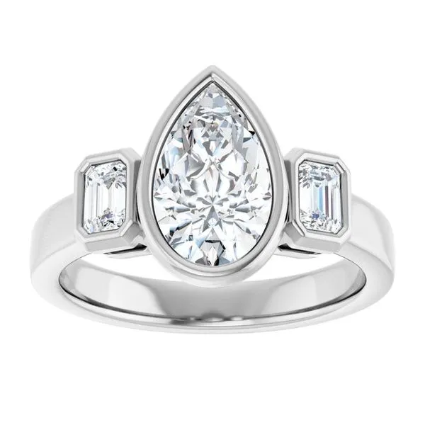 Bezel-Set Three-Stone Engagement Ring Image 3 Natale Jewelers Sewell, NJ