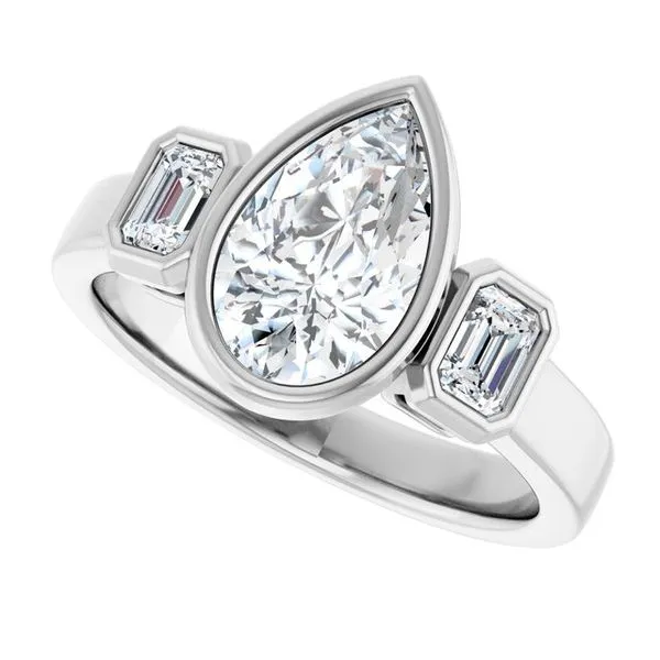 Bezel-Set Three-Stone Engagement Ring Image 5 Shipley's Fine Jewelry Hampstead, MD