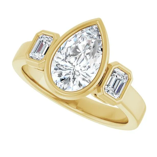 Bezel-Set Three-Stone Engagement Ring Image 5 Clater Jewelers Louisville, KY