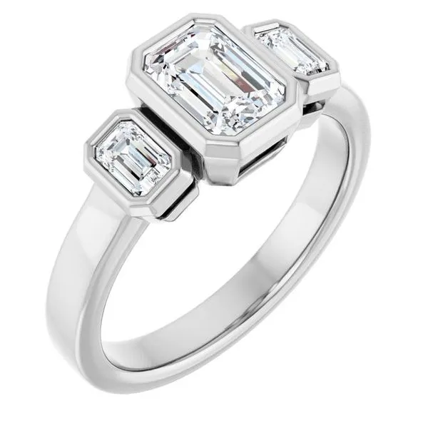 Bezel-Set Three-Stone Engagement Ring Stuart Benjamin & Co. Jewelry Designs San Diego, CA