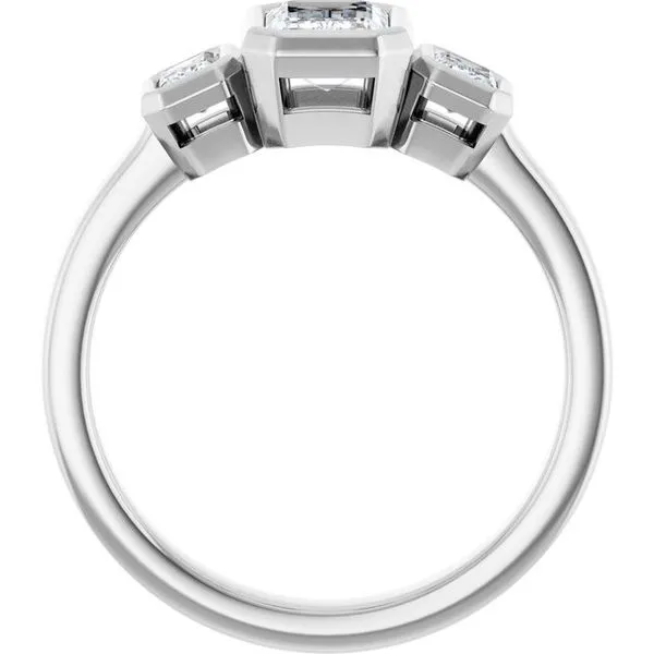 Bezel-Set Three-Stone Engagement Ring Image 2 Stuart Benjamin & Co. Jewelry Designs San Diego, CA