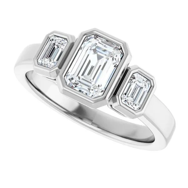 Bezel-Set Three-Stone Engagement Ring Image 5 JF Jones Jewelers Rochester, NY