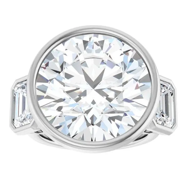 Bezel-Set Three-Stone Engagement Ring Image 3 Don's Jewelry & Design Washington, IA