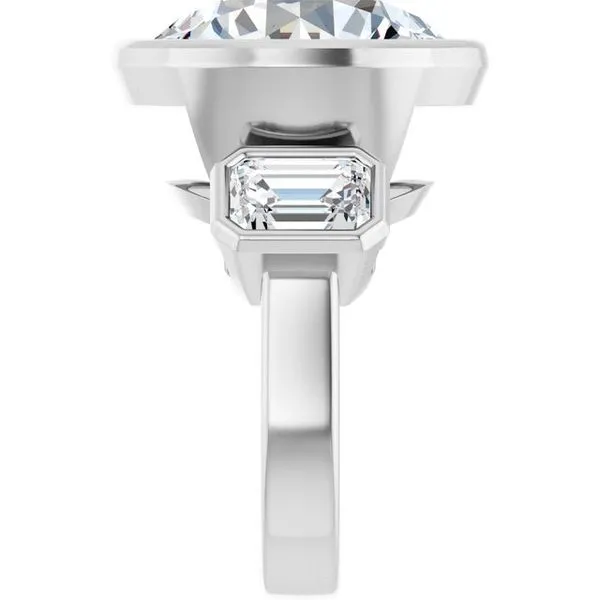 Bezel-Set Three-Stone Engagement Ring Image 4 J. Thomas Jewelers Rochester Hills, MI