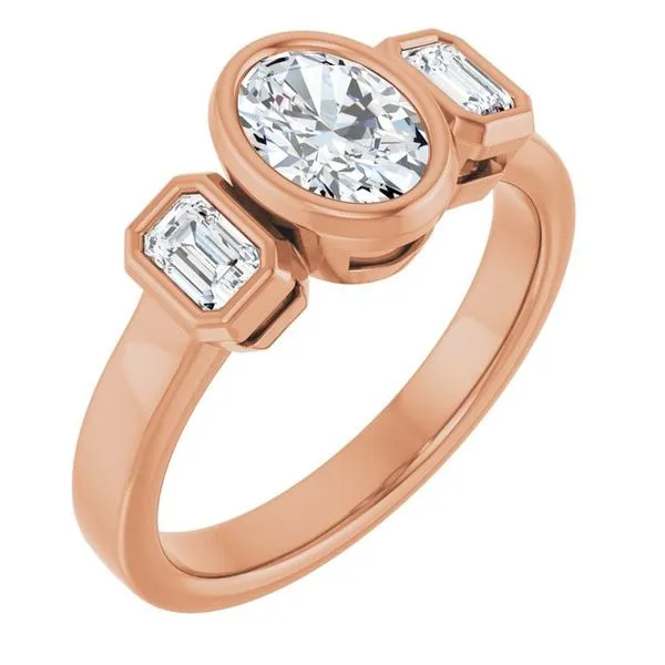 Bezel-Set Three-Stone Engagement Ring Northwood Jewelers Northwood, OH