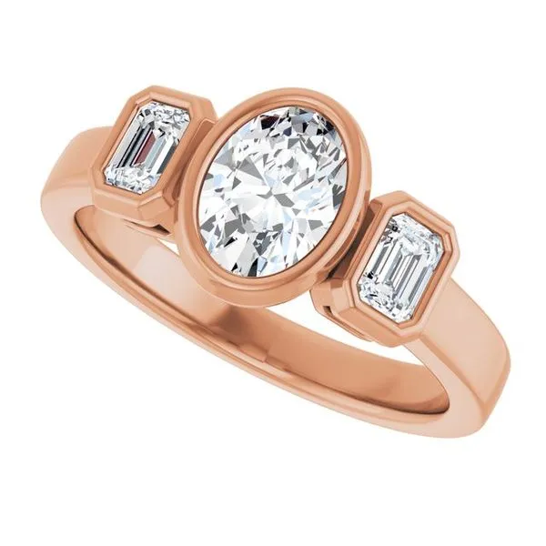 Bezel-Set Three-Stone Engagement Ring Image 5 Hudson Valley Goldsmith New Paltz, NY