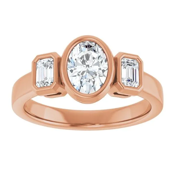 Bezel-Set Three-Stone Engagement Ring Image 3 Ocean View Jewelers Millville, DE