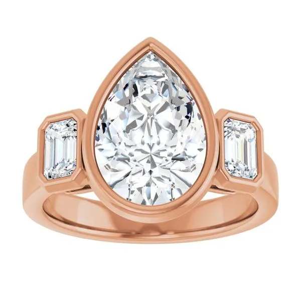 Bezel-Set Three-Stone Engagement Ring Image 3 Don's Jewelry & Design Washington, IA