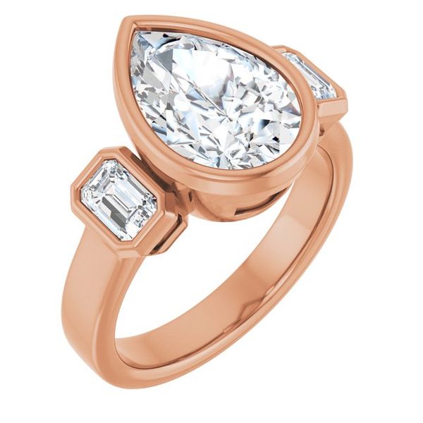 Bezel-Set Three-Stone Engagement Ring