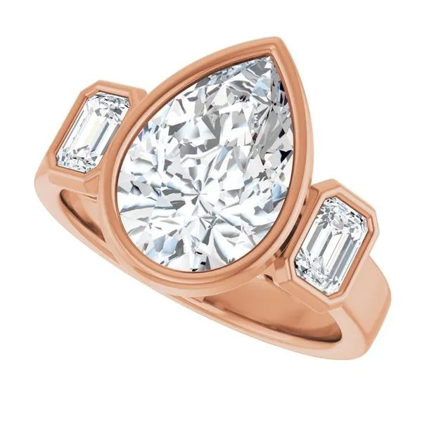 Bezel-Set Three-Stone Engagement Ring Image 5 Vulcan's Forge LLC KANSAS CITY, MO