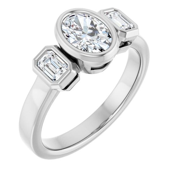 Bezel-Set Three-Stone Engagement Ring