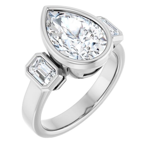 Bezel-Set Three-Stone Engagement Ring