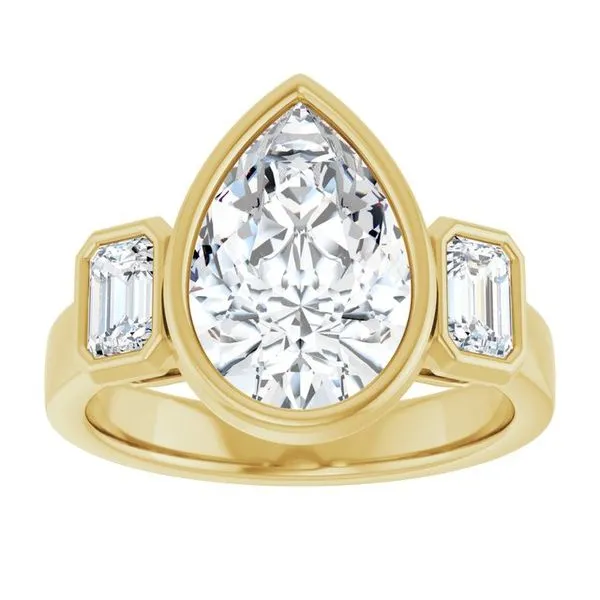 Bezel-Set Three-Stone Engagement Ring Image 3 J. West Jewelers Round Rock, TX