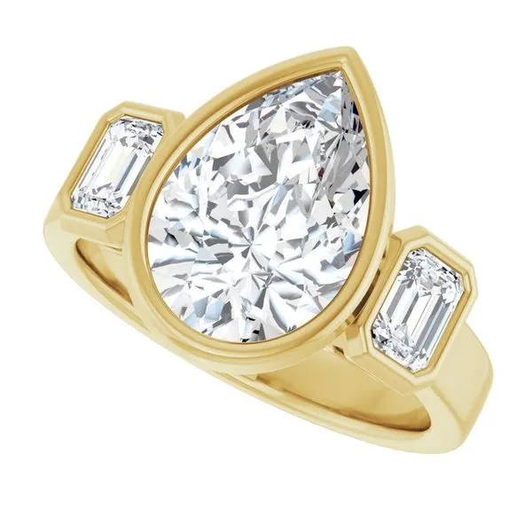 Bezel-Set Three-Stone Engagement Ring Image 5 Don's Jewelry & Design Washington, IA