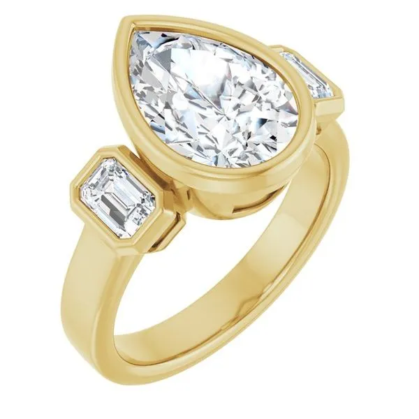 Bezel-Set Three-Stone Engagement Ring