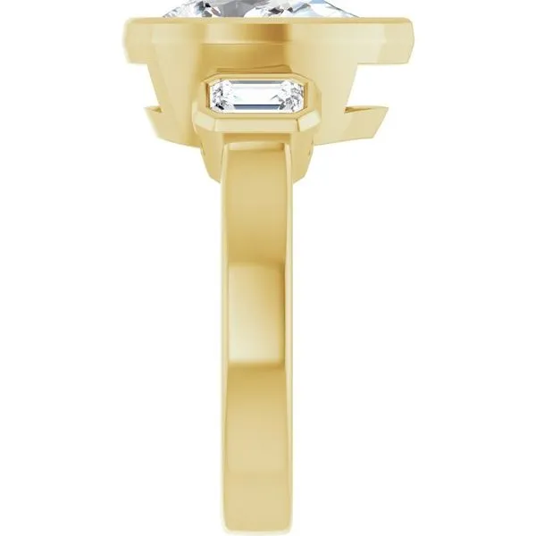 Bezel-Set Three-Stone Engagement Ring Image 4 J. Thomas Jewelers Rochester Hills, MI