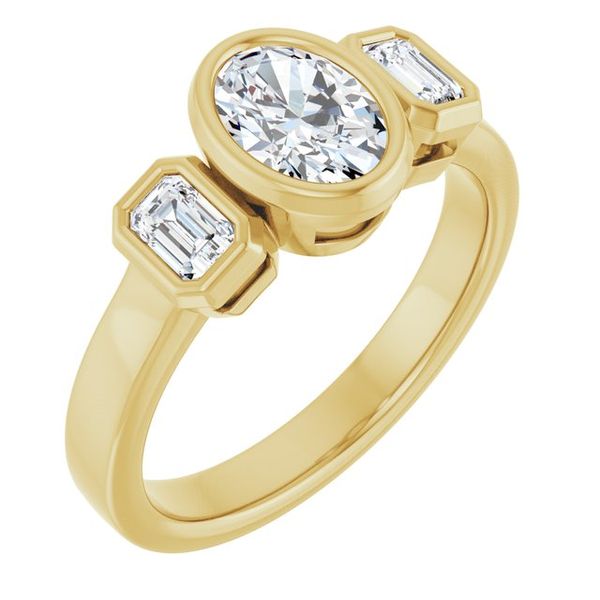 Bezel-Set Three-Stone Engagement Ring