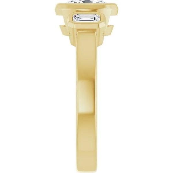 Bezel-Set Three-Stone Engagement Ring Image 4 Raleigh Diamond Fine Jewelry Raleigh, NC