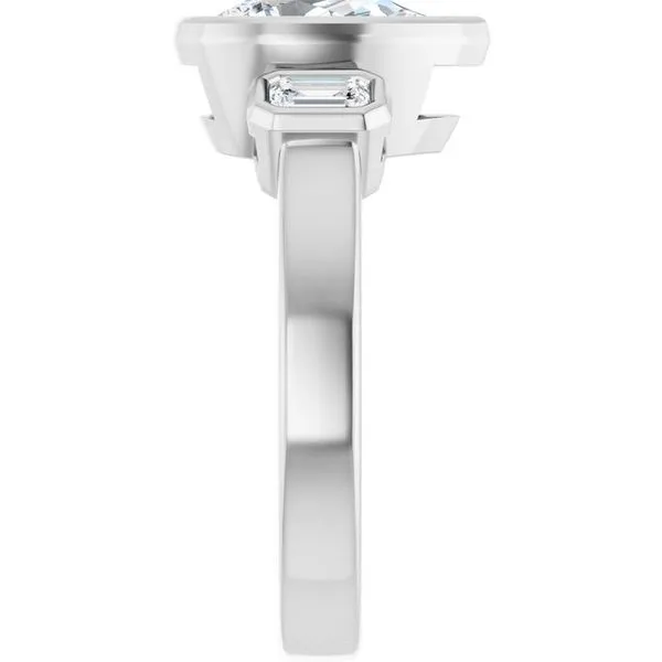 Bezel-Set Three-Stone Engagement Ring Image 4 Natale Jewelers Sewell, NJ