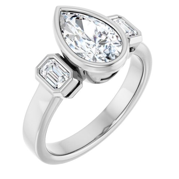 Bezel-Set Three-Stone Engagement Ring