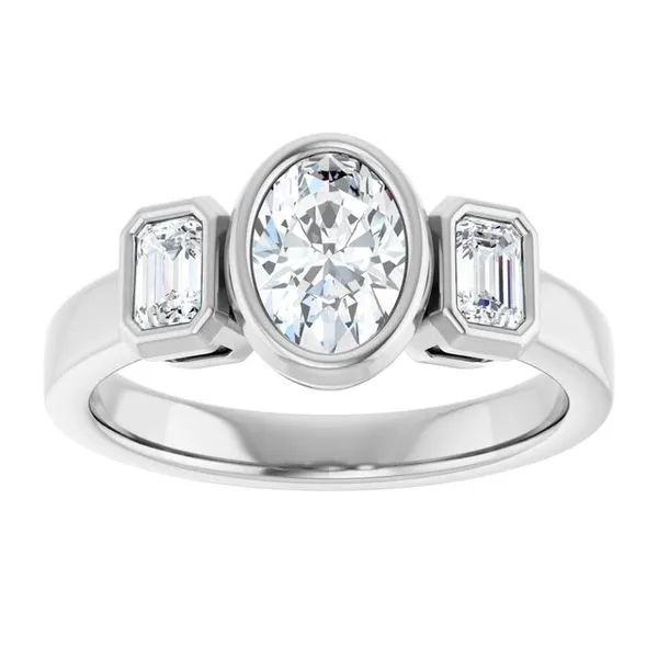 Bezel-Set Three-Stone Engagement Ring Image 3 Shipley's Fine Jewelry Hampstead, MD