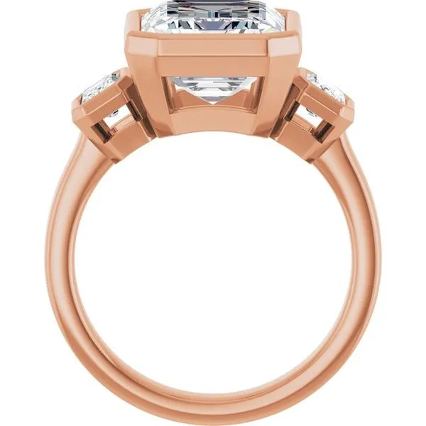 Bezel-Set Three-Stone Engagement Ring Image 2 Michael Szwed Jewelers Longmeadow, MA