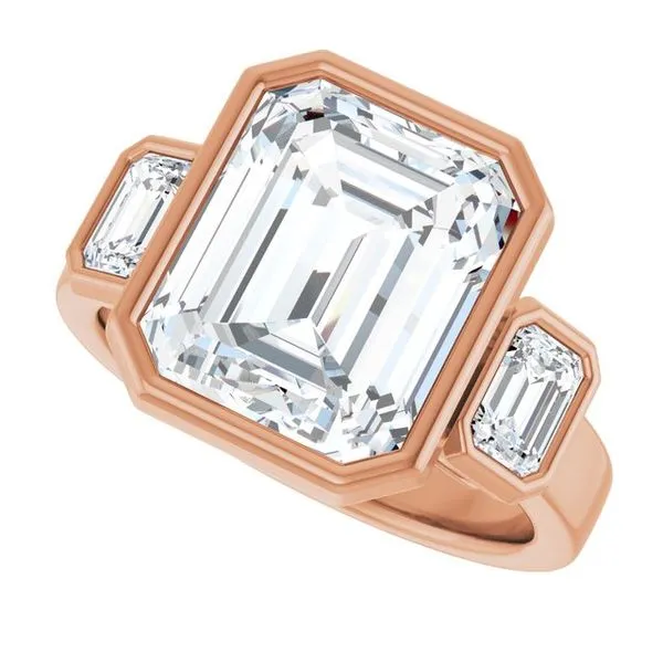 Bezel-Set Three-Stone Engagement Ring Image 5 Michael Szwed Jewelers Longmeadow, MA