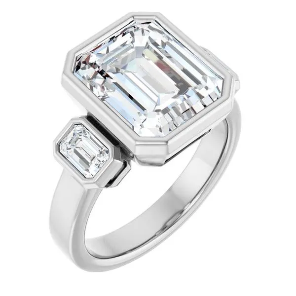 Bezel-Set Three-Stone Engagement Ring Stuart Benjamin & Co. Jewelry Designs San Diego, CA