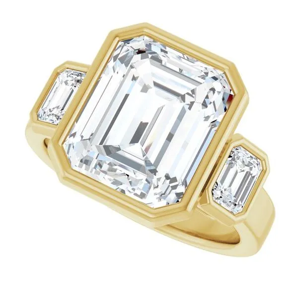 Bezel-Set Three-Stone Engagement Ring Image 5 Clater Jewelers Louisville, KY