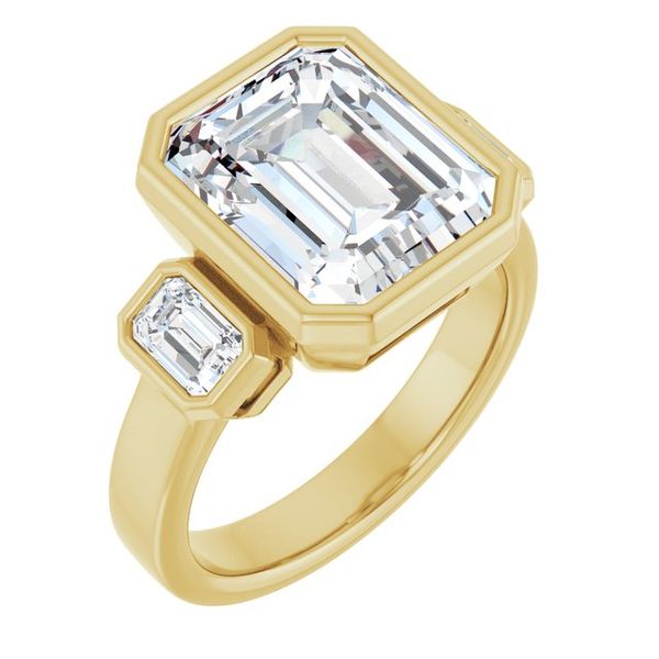 Bezel-Set Three-Stone Engagement Ring