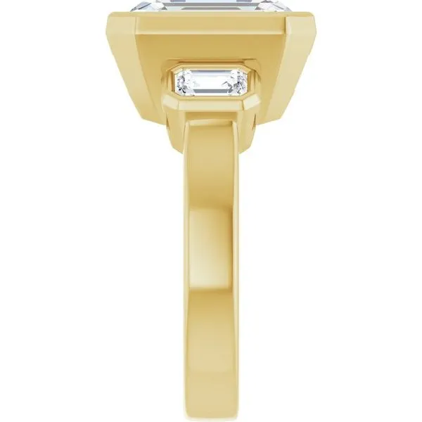 Bezel-Set Three-Stone Engagement Ring Image 4 Stuart Benjamin & Co. Jewelry Designs San Diego, CA