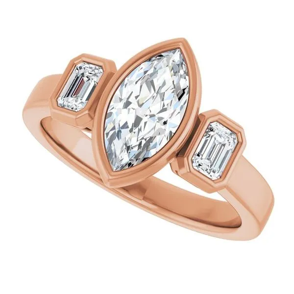 Bezel-Set Three-Stone Engagement Ring Image 5 Jimmy Smith Jewelers Decatur, AL