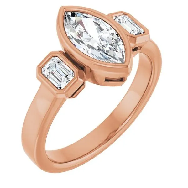 Bezel-Set Three-Stone Engagement Ring J. Thomas Jewelers Rochester Hills, MI