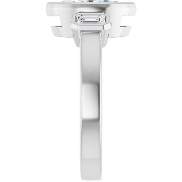 Bezel-Set Three-Stone Engagement Ring Image 4 J. Thomas Jewelers Rochester Hills, MI