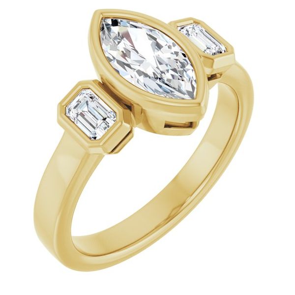 Bezel-Set Three-Stone Engagement Ring