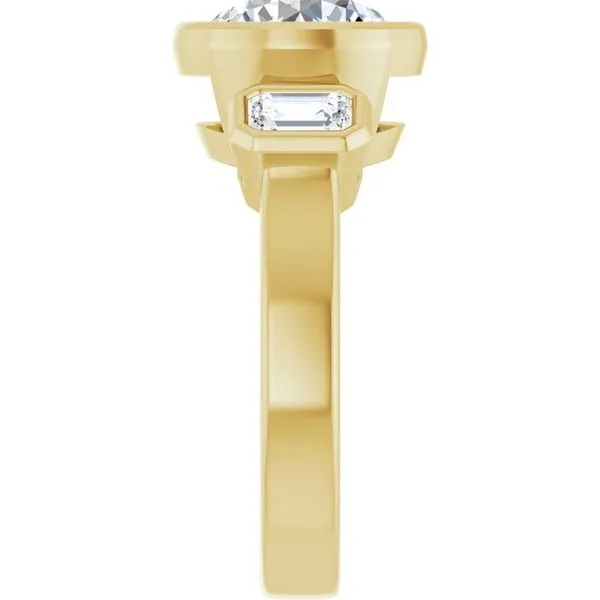 Bezel-Set Three-Stone Engagement Ring Image 4 Shipley's Fine Jewelry Hampstead, MD