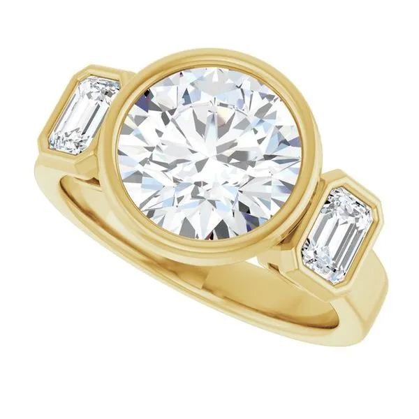 Bezel-Set Three-Stone Engagement Ring Image 5 Clater Jewelers Louisville, KY