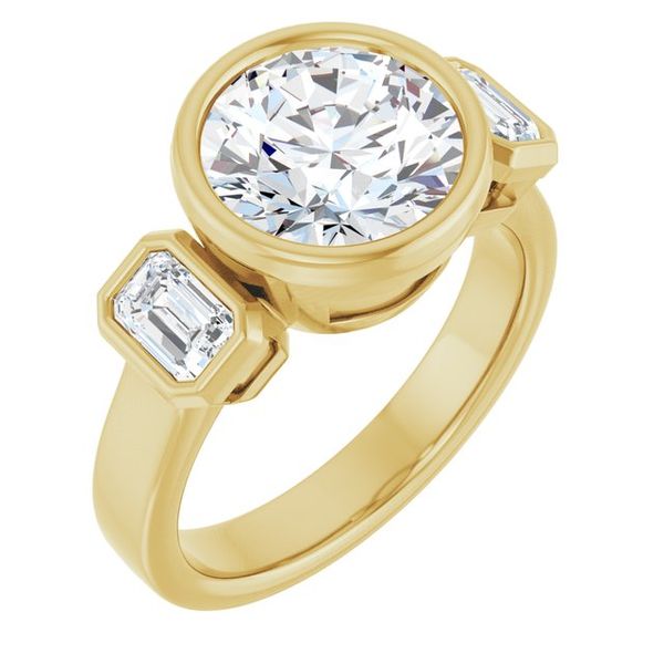 Bezel-Set Three-Stone Engagement Ring
