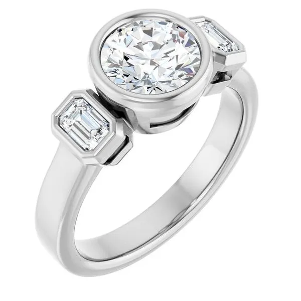 Bezel-Set Three-Stone Engagement Ring The Jewelry Source El Segundo, CA
