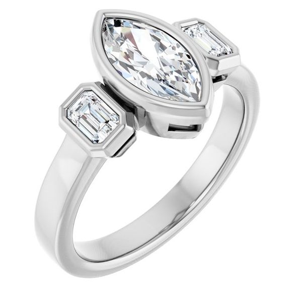 Bezel-Set Three-Stone Engagement Ring