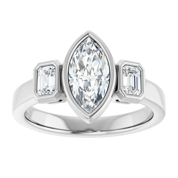 Bezel-Set Three-Stone Engagement Ring Image 3 Vulcan's Forge LLC KANSAS CITY, MO