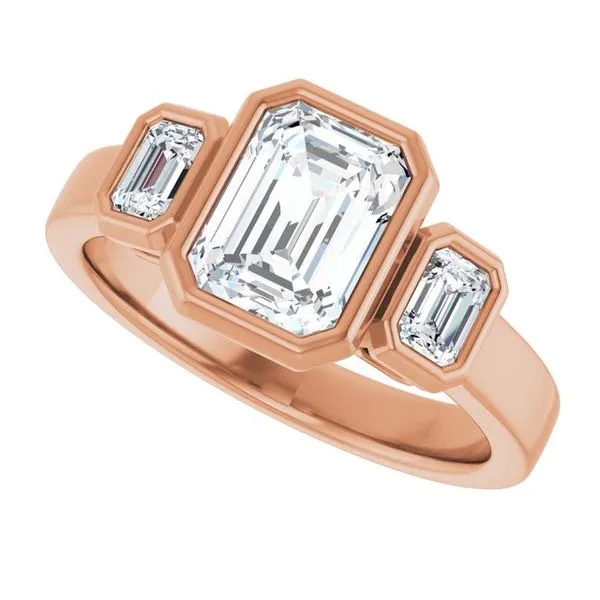 Bezel-Set Three-Stone Engagement Ring Image 5 Shipley's Fine Jewelry Hampstead, MD