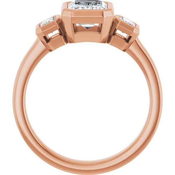 Bezel-Set Three-Stone Engagement Ring Image 2 The Jewelry Source El Segundo, CA