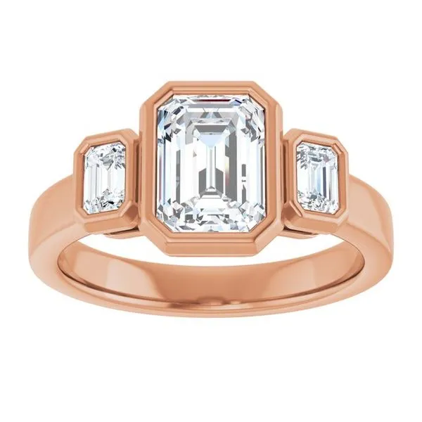 Bezel-Set Three-Stone Engagement Ring Image 3 Don's Jewelry & Design Washington, IA