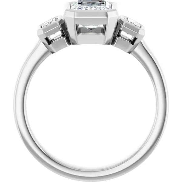 Bezel-Set Three-Stone Engagement Ring Image 2 Raleigh Diamond Fine Jewelry Raleigh, NC