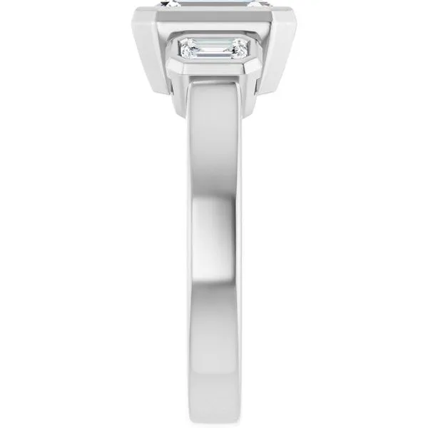 Bezel-Set Three-Stone Engagement Ring Image 4 Natale Jewelers Sewell, NJ