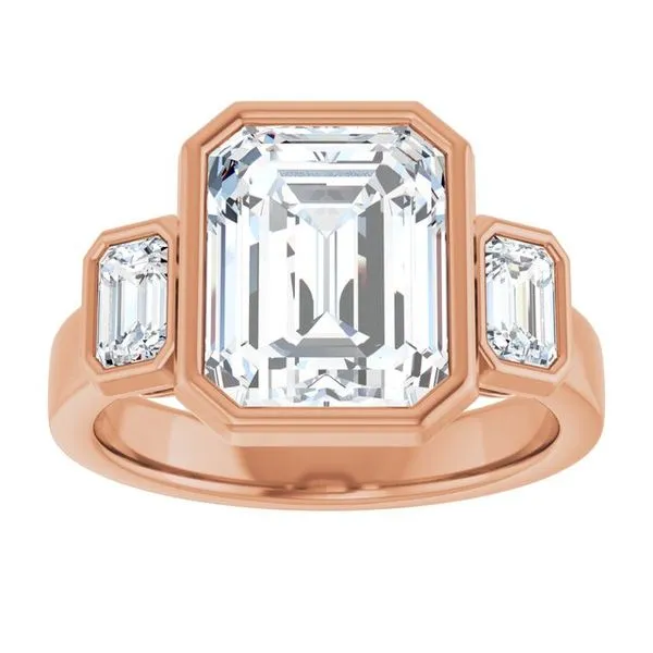 Bezel-Set Three-Stone Engagement Ring Image 3 Clater Jewelers Louisville, KY