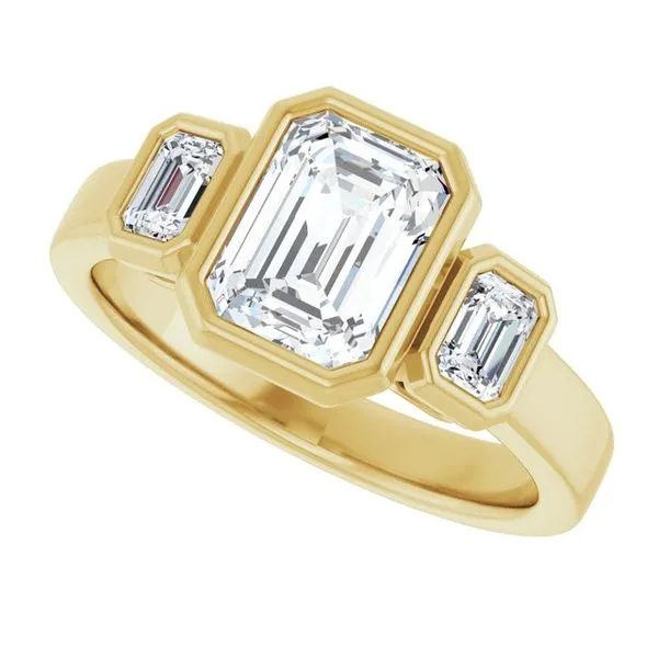 Bezel-Set Three-Stone Engagement Ring Image 5 J. Thomas Jewelers Rochester Hills, MI