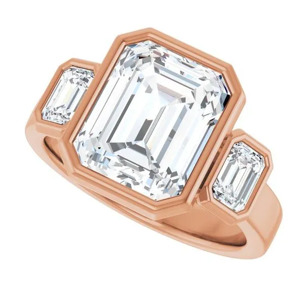 Bezel-Set Three-Stone Engagement Ring Image 5 Stuart Benjamin & Co. Jewelry Designs San Diego, CA